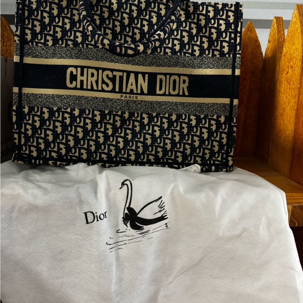 Dior Black and Cream Monogram Tote